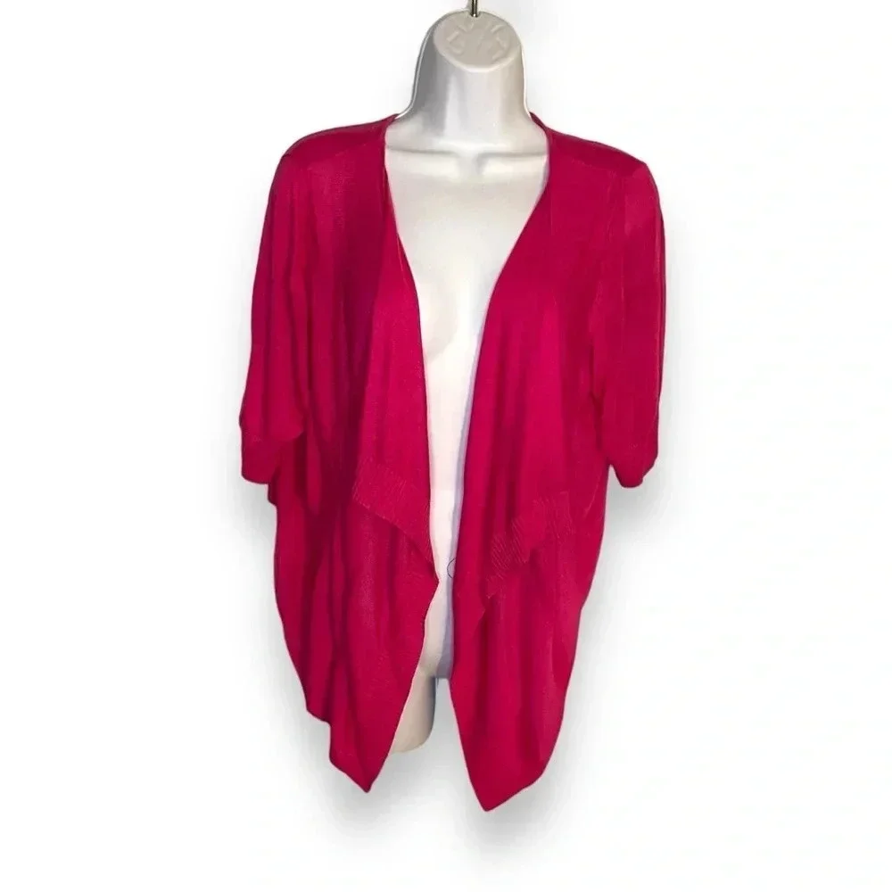Lane Bryant Vibrant Pink Open-Front Cardigan, Plus Size 18/20 - Picture 2 of 8